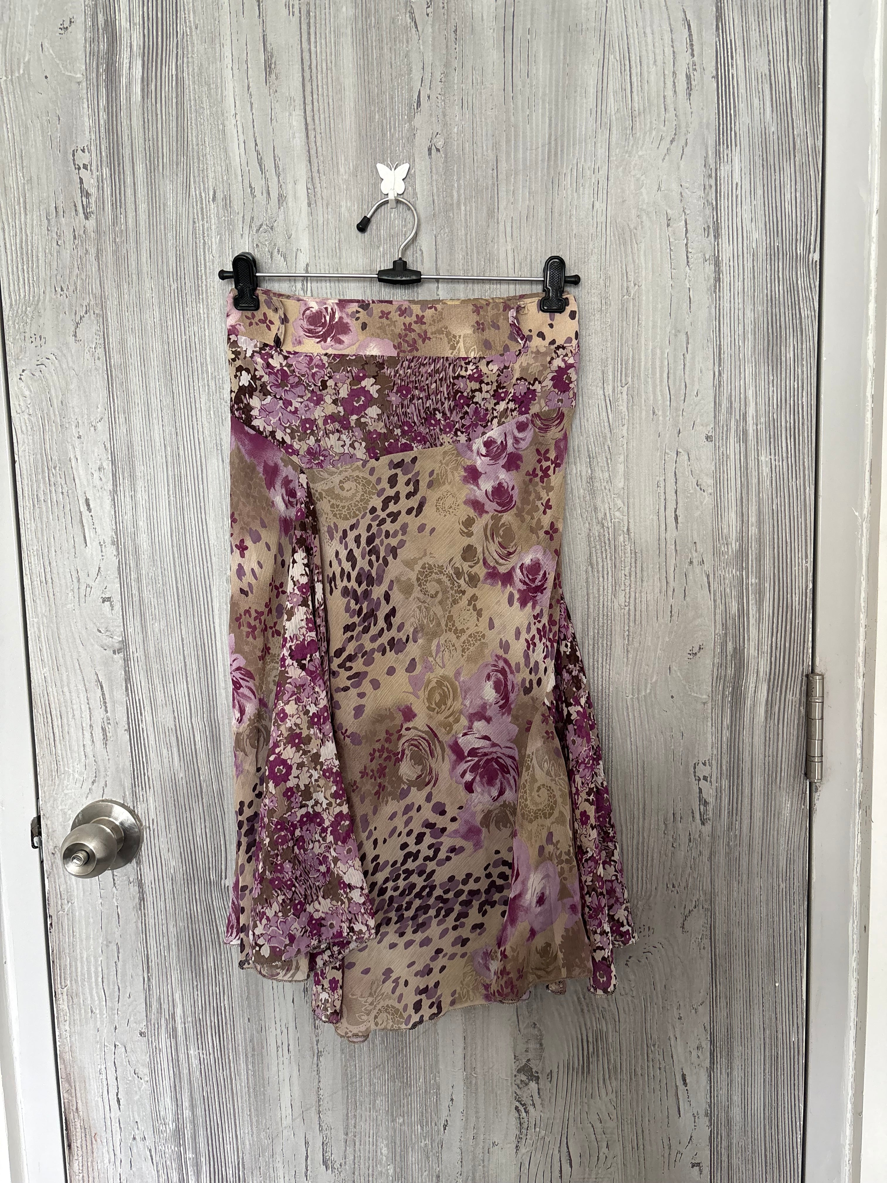 Purple flowy floral skirt (33inch)