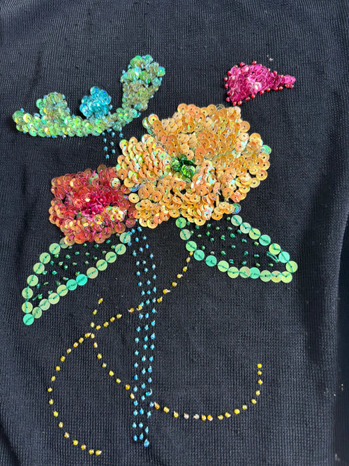 beaded black cami top (34-38inch)