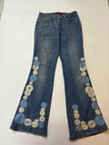flower border high rise flared jeans ( 28inch)