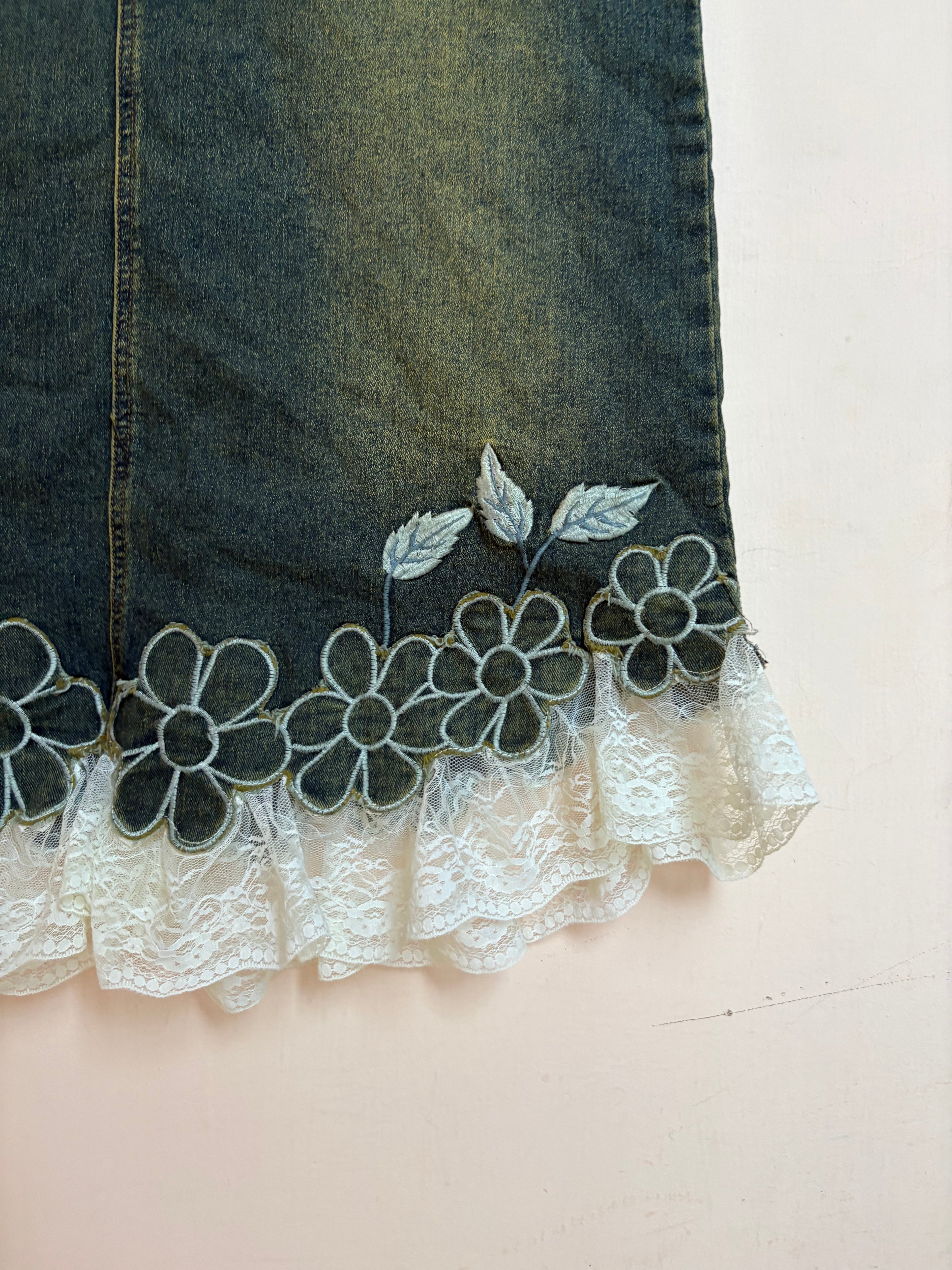 Floral net midi skirt(30-32 inch)