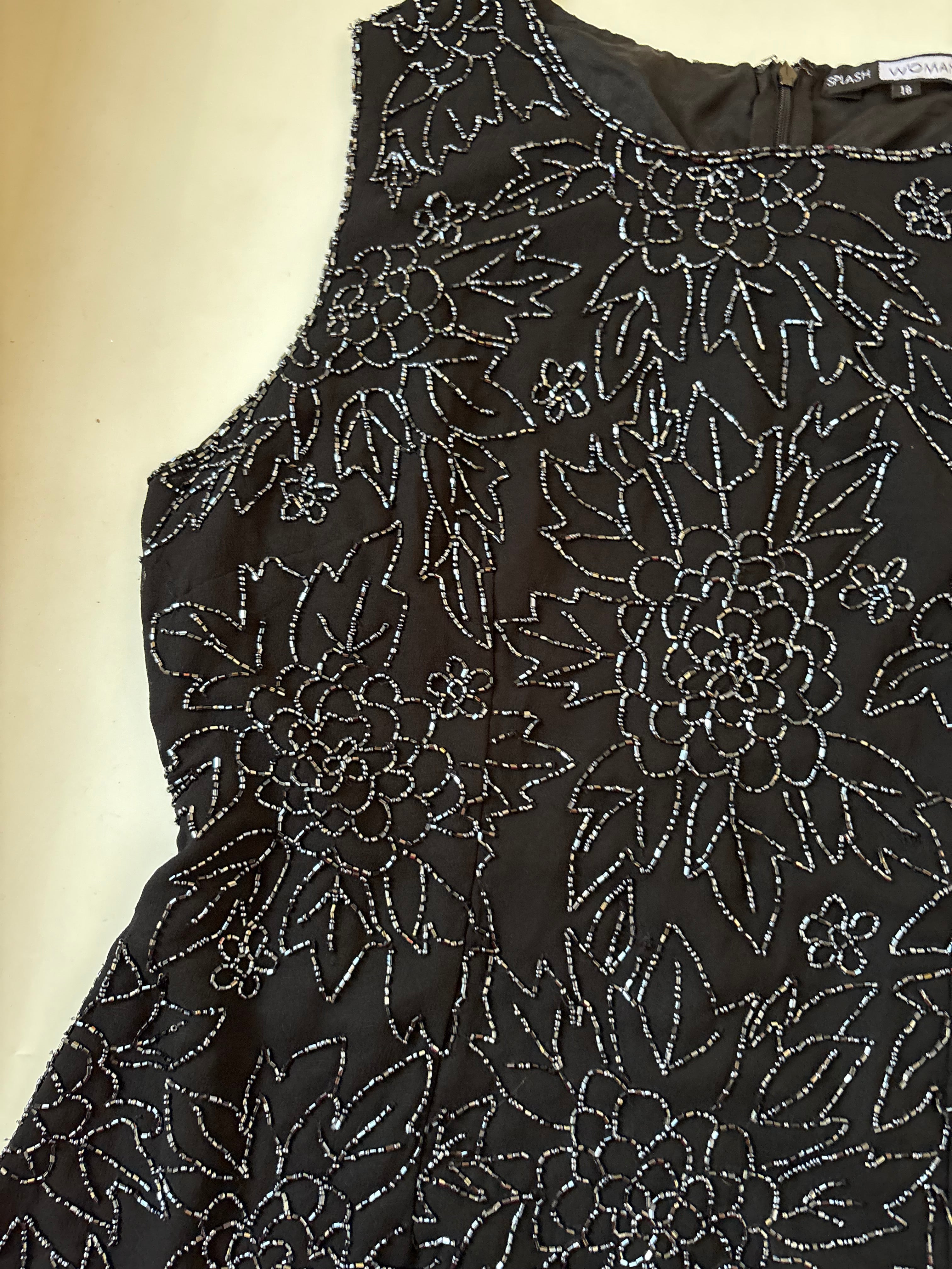 Black floral beaded work (40inch)