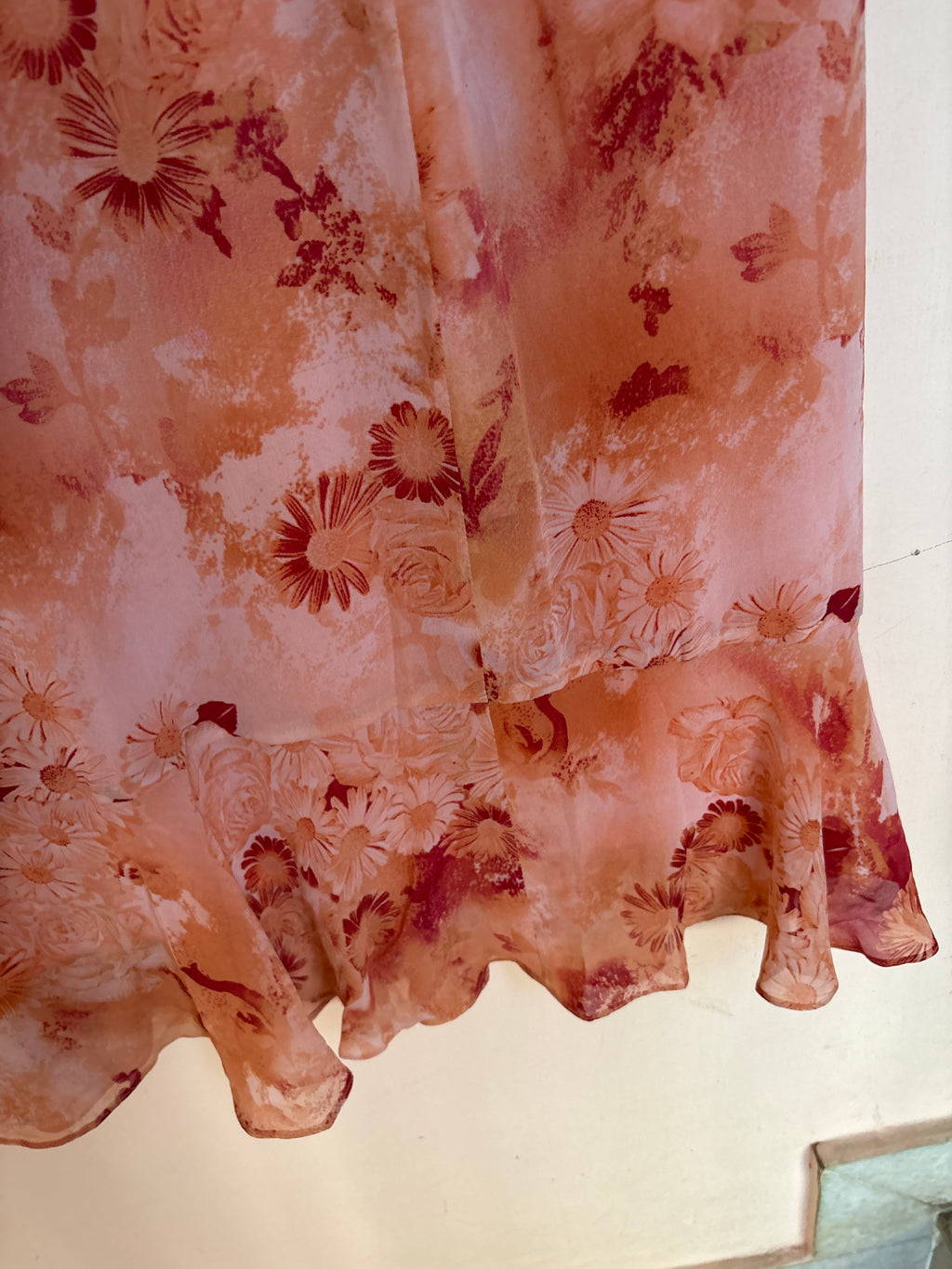 Peach floral skirt(32 inch)
