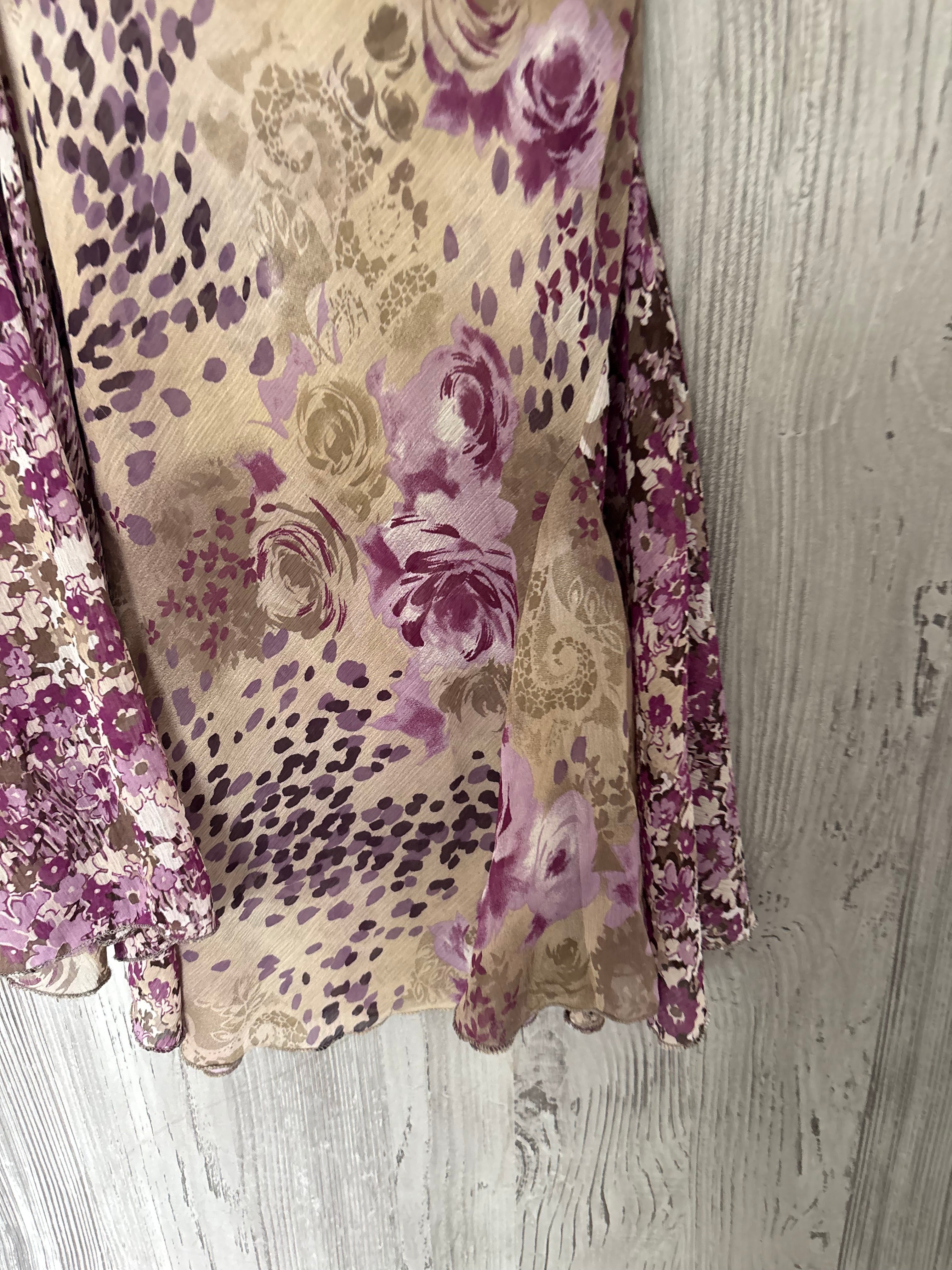 Purple flowy floral skirt (33inch)