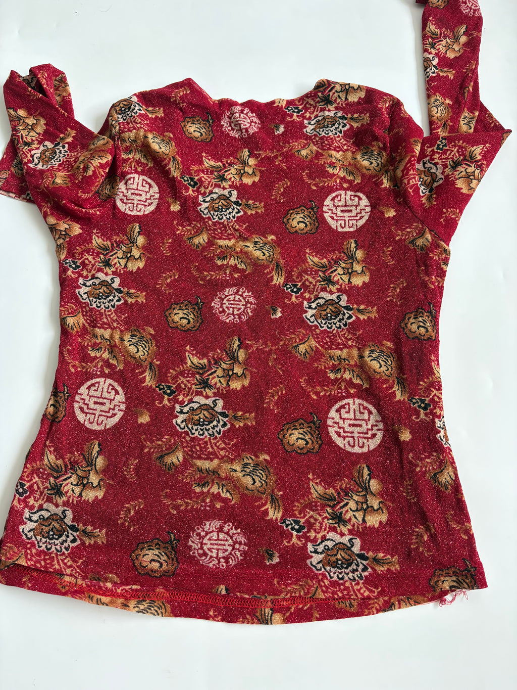 red glitter full sleeves top (38-42inch)