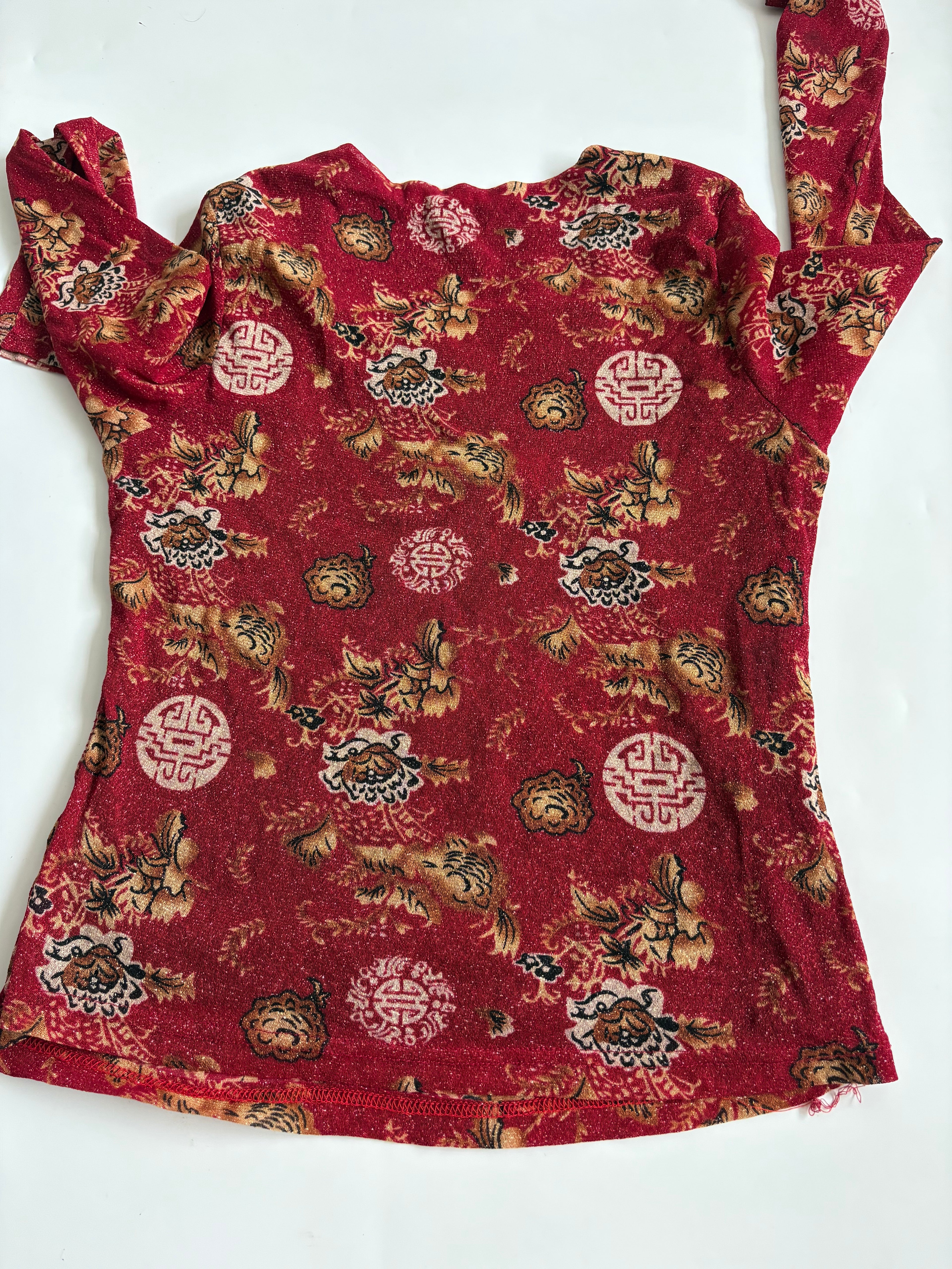 red glitter full sleeves top (38-42inch)