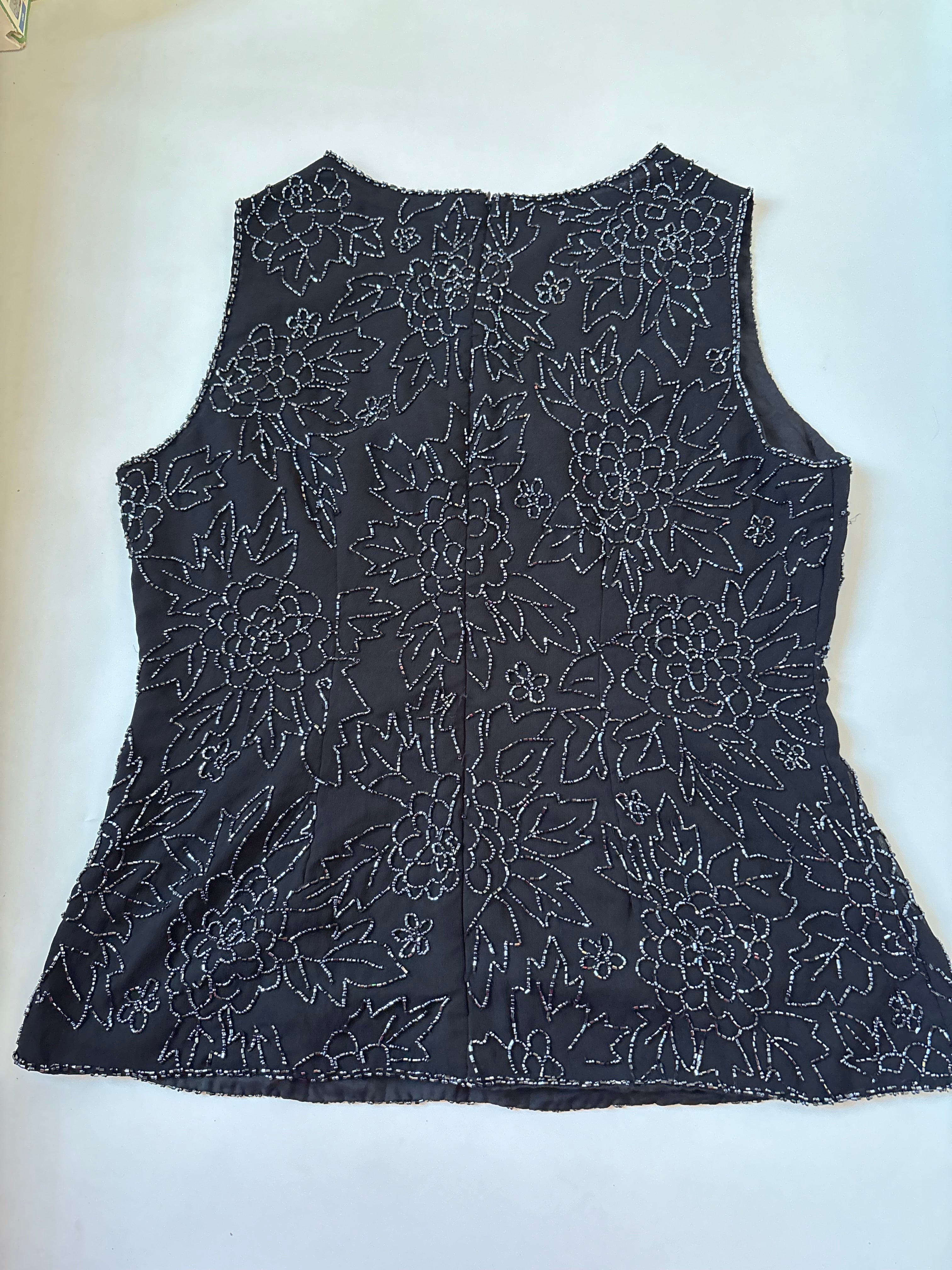 Black floral beaded work (40inch)