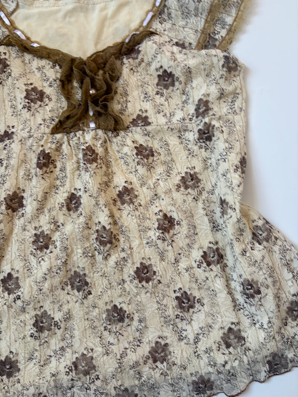 Shiny net styled brown florla top(34-36 inch)
