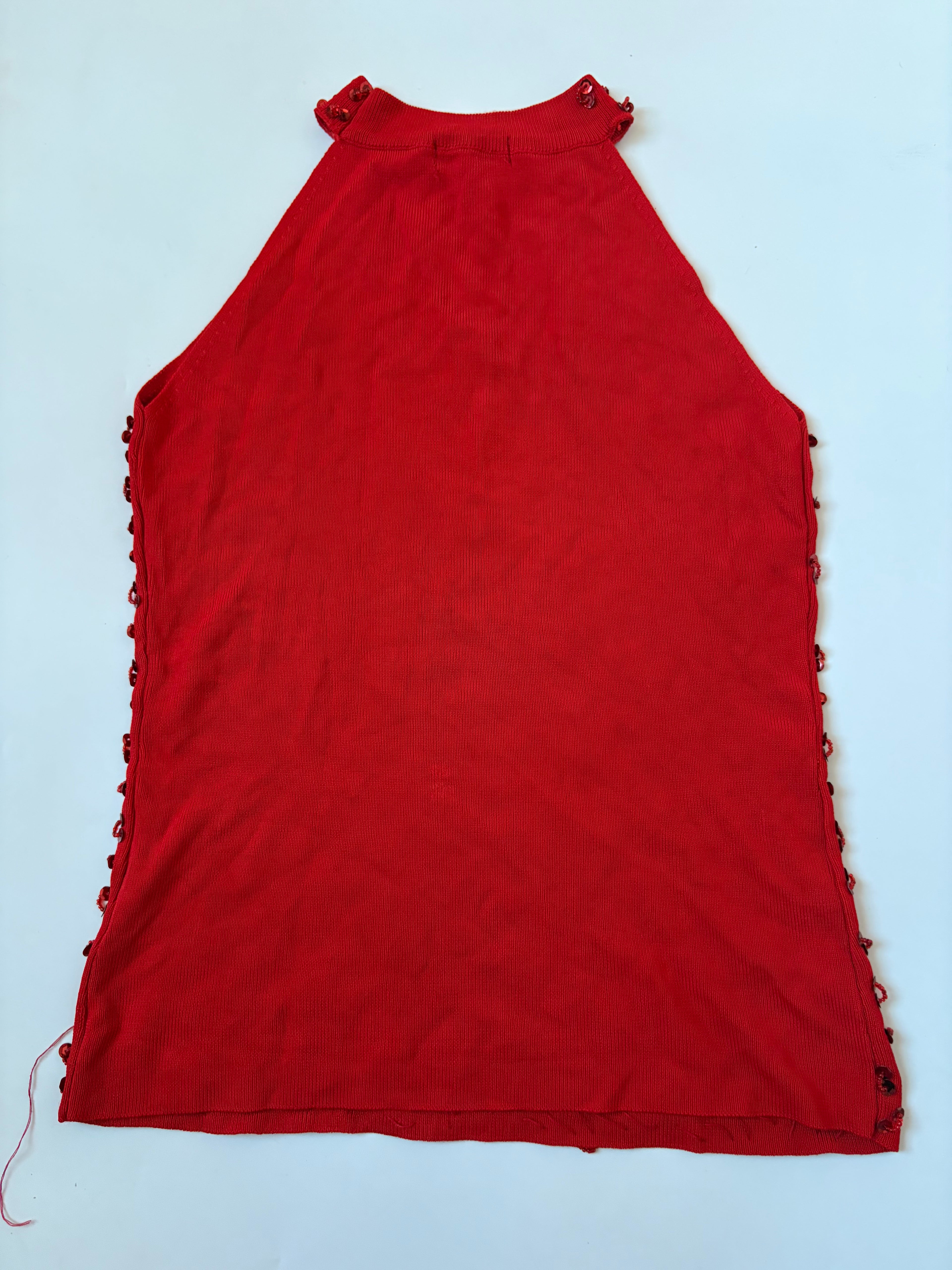 red beaded halter top ( 32-34inch)