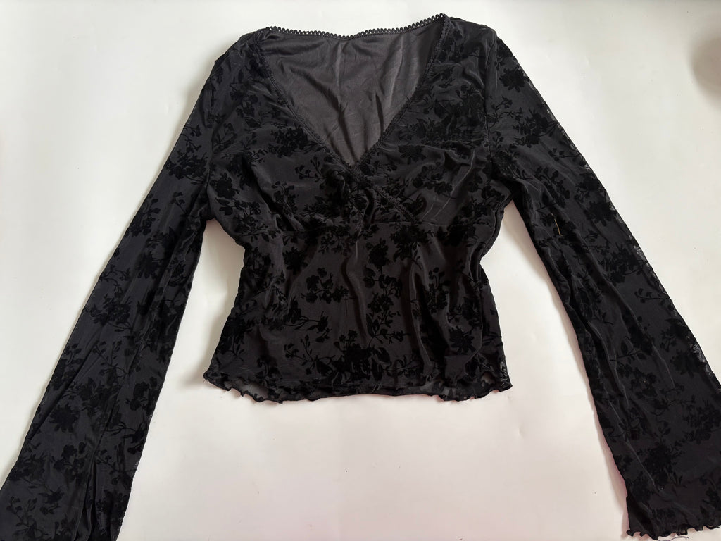 whimsigoth black full sleeves top ( 34-36inch)