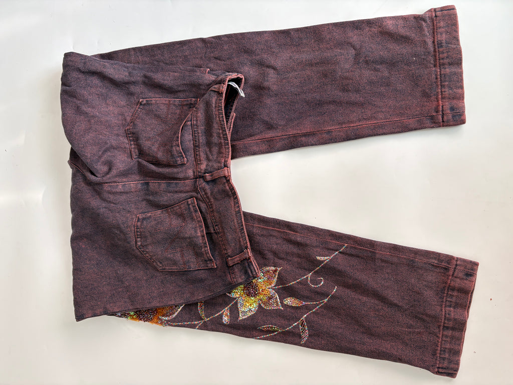 Fans no fence beaded sequin high rise jeans(26 inch)