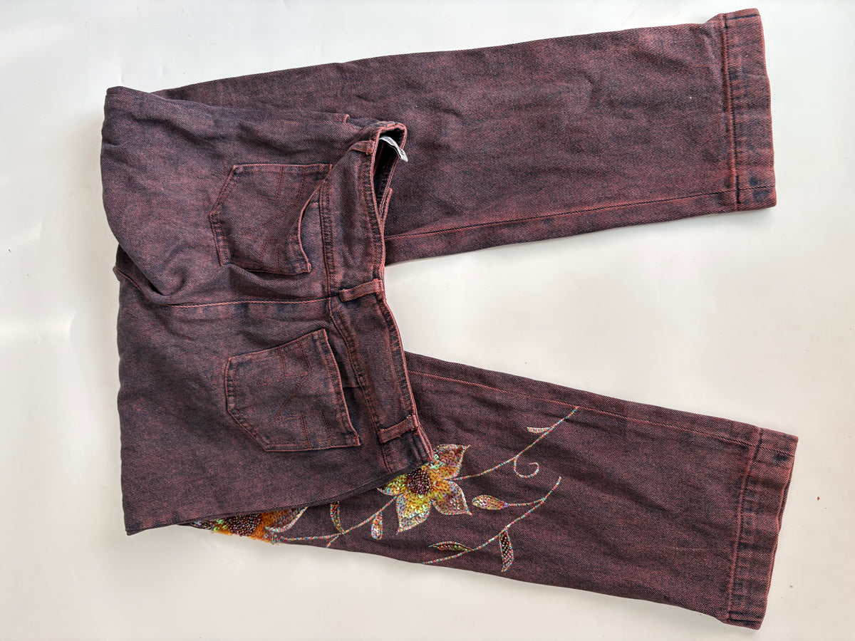 Fans no fence beaded sequin high rise jeans(26 inch)