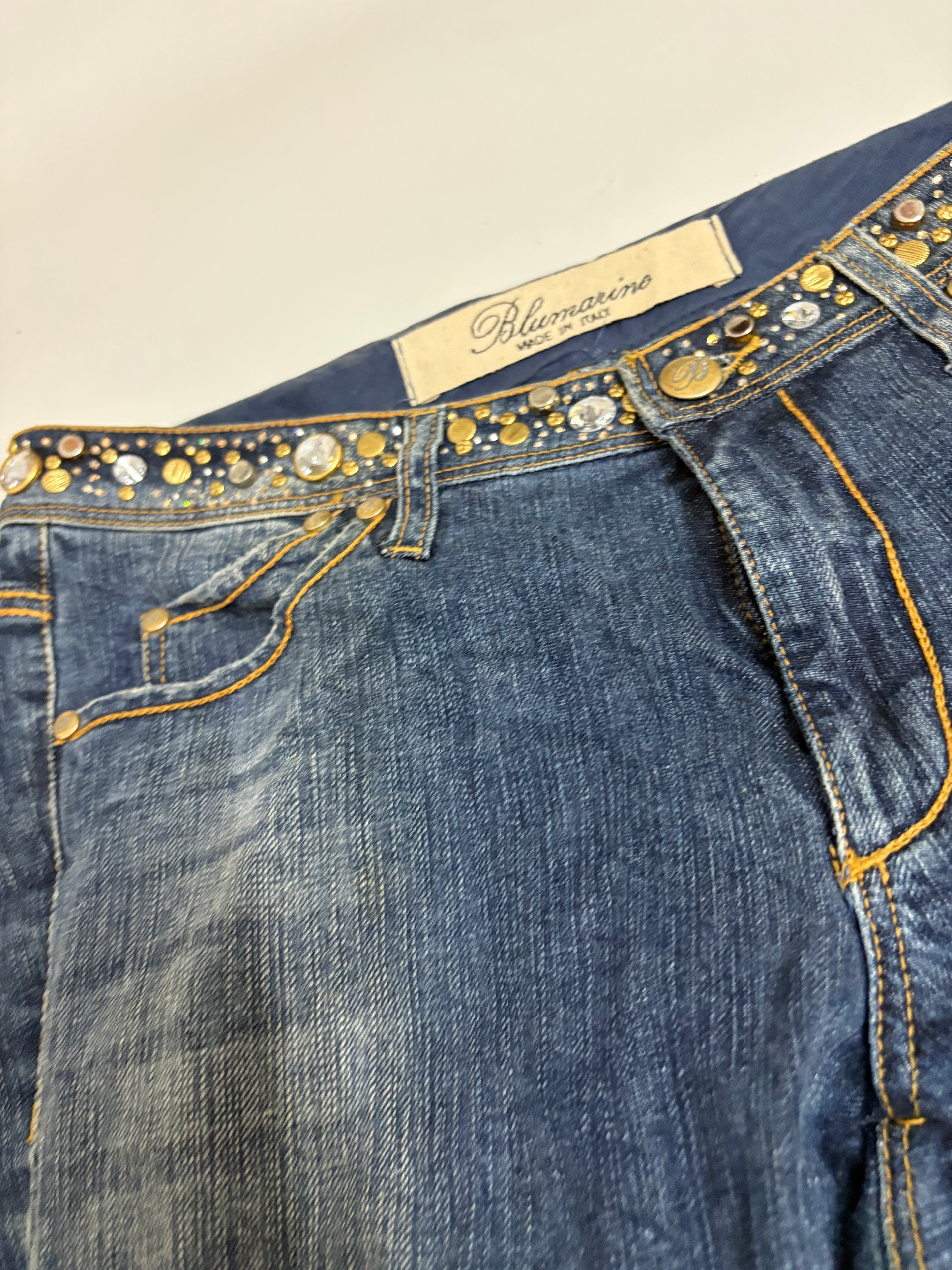BLUMARINE beaded border low rise jeans(30 inch)
