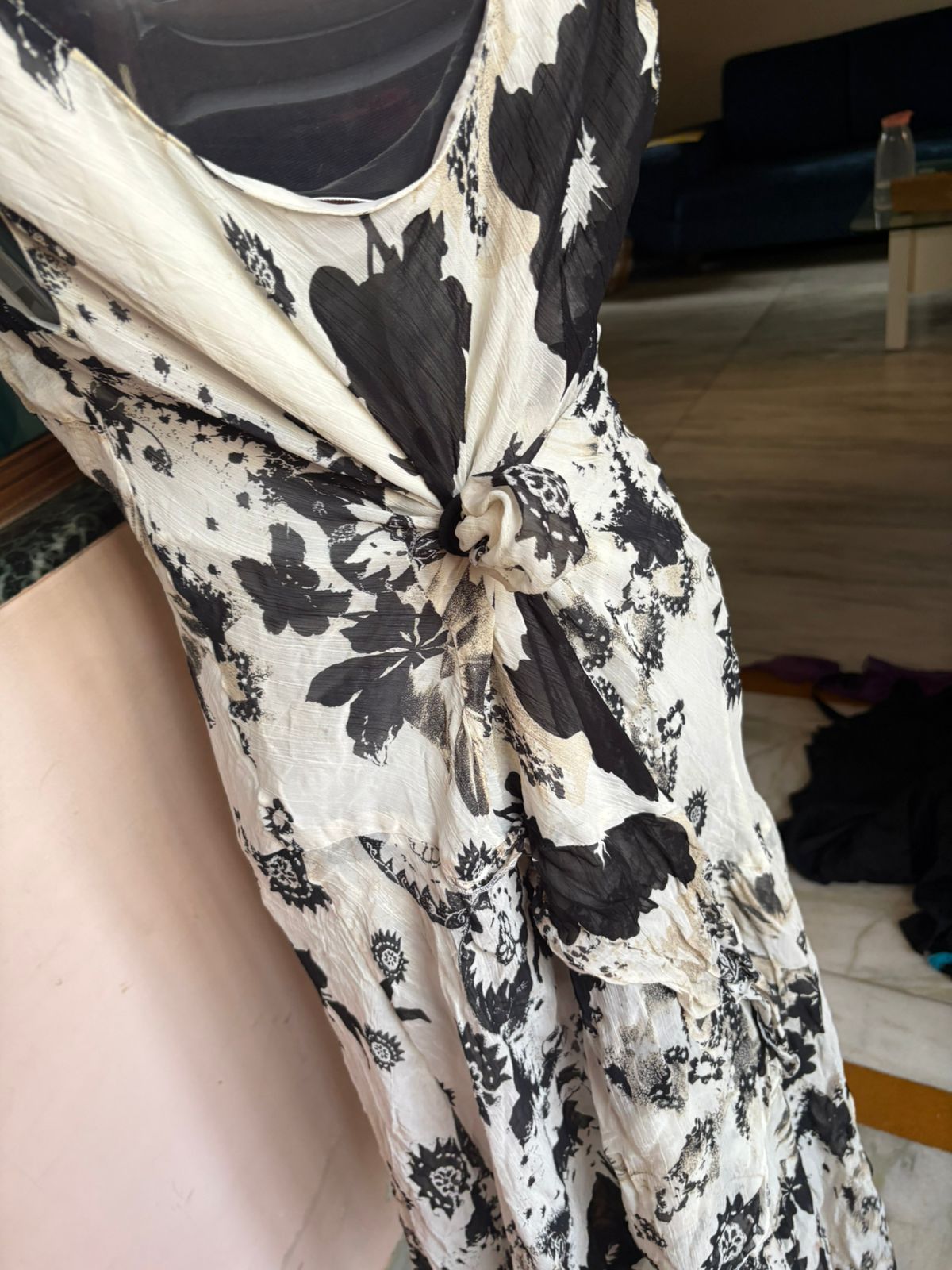 white/black floral dress (44-46inch)