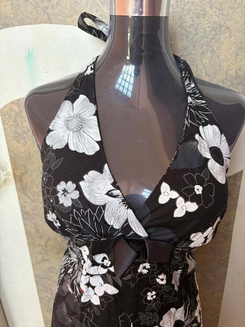 white floral black dress(36 inch)