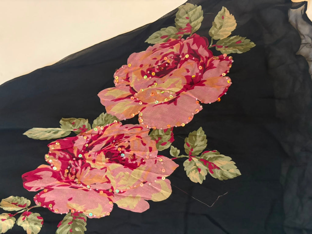 ROBBIE BEE black floral dress(34-38inch)