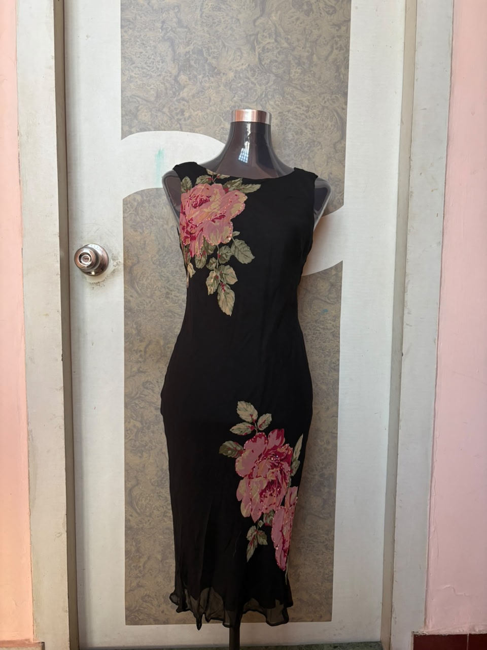 ROBBIE BEE black floral dress(34-38inch)