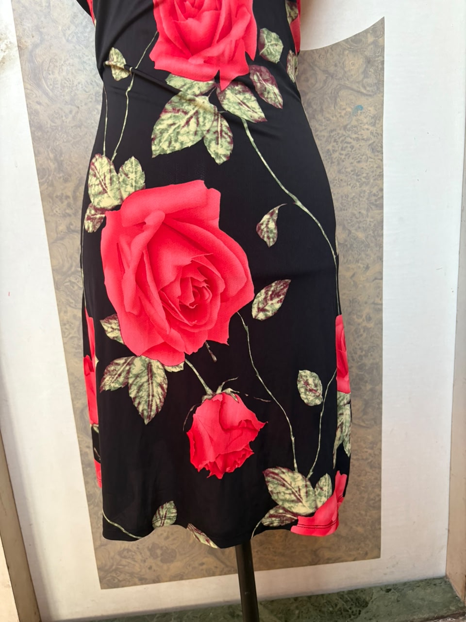 KAIDAL paris black rose halter neck dress(34-38 inch)