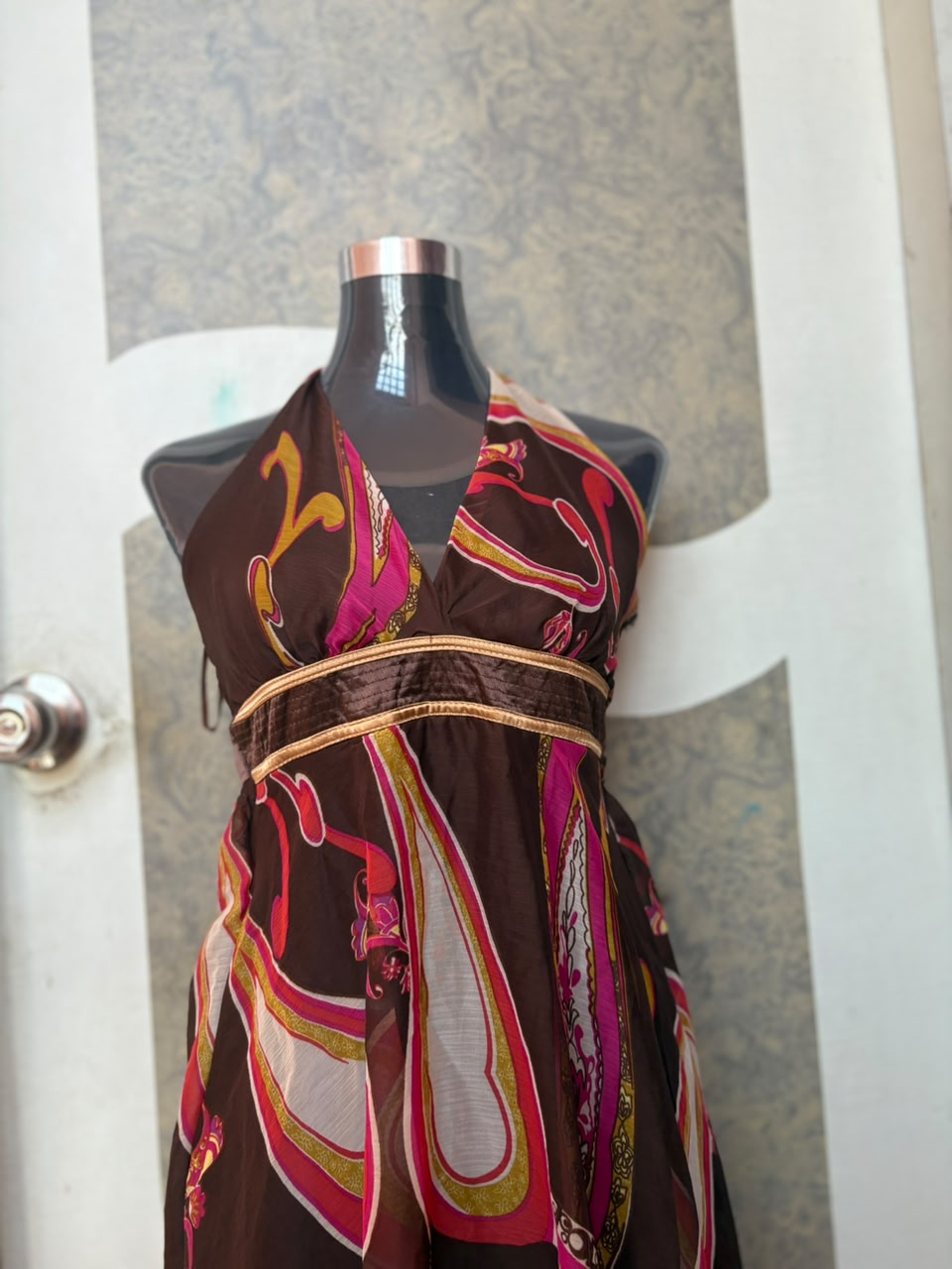 brown halter neck dress(30 inch)